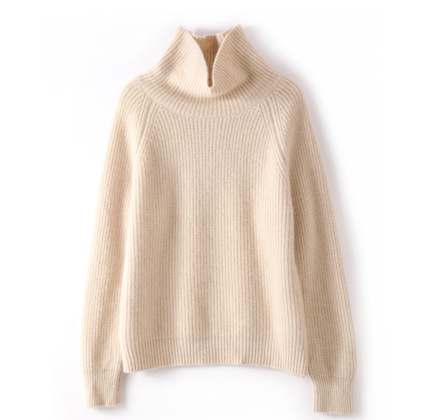 Women's Cashmere Suit Plain Knitted Turtleneck Female Wool