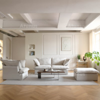 ATUNUS Komfortables Weiches Zweisitzer-Sofa Sessel Wohnzimmermöbel Leinen-Stoff Couch Modulares Ecksofa Stuhl