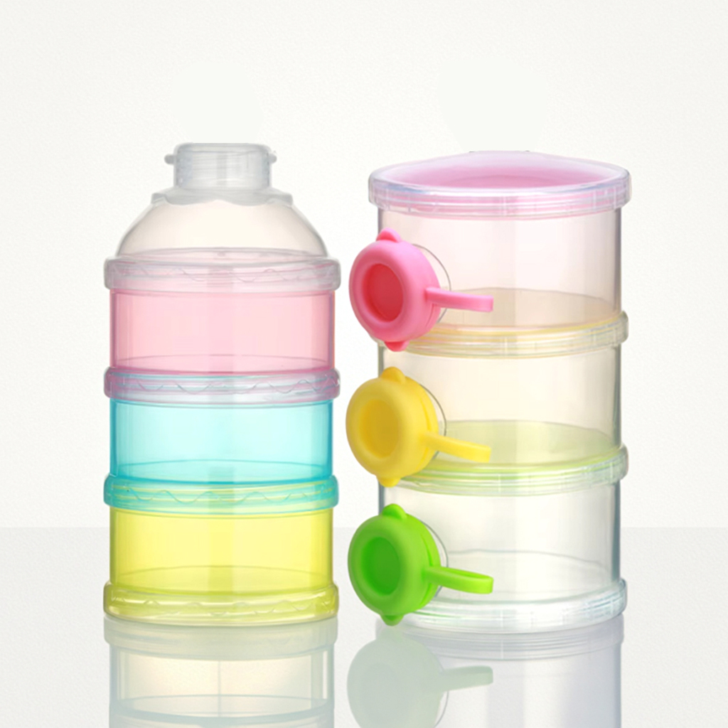 Colorful Portable 3-Layer PP Baby Milk Powder Storage Box Fast Hot Milk Dispenser for Snacks Food Grade Easy Cleaning