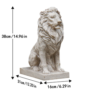 Statua di Leone da Giardino Majestic, Scultura in Resina, Posa Seduta Realistica con Dettagliata Intaglio della Criniera, Figura di Leone Bianco - Product Image 6