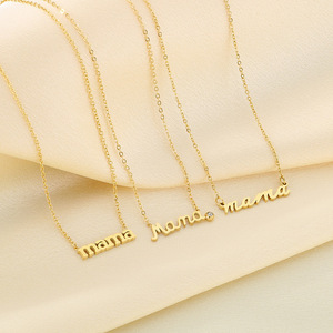 Collar <span class=keywords><strong>de</strong></span> cadena <span class=keywords><strong>de</strong></span> clavícula DIY chapado en <span class=keywords><strong>oro</strong></span> <span class=keywords><strong>de</strong></span> 18 quilates, moda <span class=keywords><strong>de</strong></span> acero inoxidable, letra inglesa, aniversario del Día <span class=keywords><strong>DE</strong></span> LA MADRE 'Mama' - Product Image 3