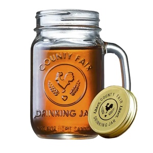 Quận công bằng ruster Glass uống Jar với tinplate nắp 16oz Glass Mason lọ Libby 1841 với Rơm & nắp uống chai - Product Image 1