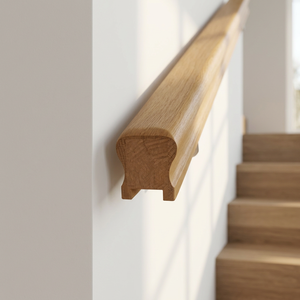Support mural pour rampe d'escalier en bois dur, finition polie, pour balustrade d'appartement commercial, sur mesure pour entrepreneur - Product Image 1