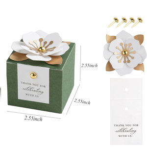 Cajas para Dulces y Recuerdos 3 en 1, Decoración Floral Verde Oliva, Laminación Mate, Forro de Esponja, Etiquetas de Agradecimiento Blancas Reciclables para Bodas y Fiestas - Product Image 6