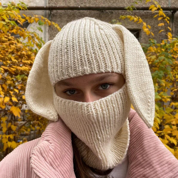Y-Z Custom Bunny Ears Skimask Balaclava Beanie Hat Knit
