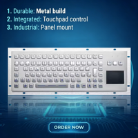 Teclado Industrial de Acero Inoxidable con Panel Táctil USB para Gabinete de Control de Máquinas CNC, Compatible con Windows/Linux/Mac