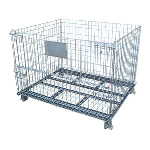 Cage de stockage galvanisée en acier à mailles métalliques, pliable, amovible, pour chariot élévateur, caisse de transport, cage de manutention - Product Image 5