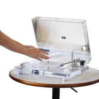 Tourne-disque vinyle magnétique à corps transparent en acrylique avec bras réglable et accès BT/RCA/optique