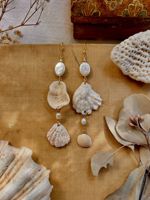 Boucles d'oreilles pendantes en pierre naturelle plaquées or, style baroque, coquillage et perle d'eau douce, bijoux fantaisie pour cadeau, vente en gros, collection été océan