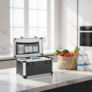 Kotak Penyimpanan Obat Pertolongan Pertama yang Dapat Dikunci, Kotak Aluminium untuk Barang Pribadi, Kotak Pembawa untuk Perlengkapan Medis - Product Image 1