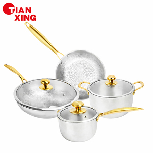 Juego <span class=keywords><strong>de</strong></span> Utensilios <span class=keywords><strong>de</strong></span> Cocina TIANXING <span class=keywords><strong>de</strong></span> <span class=keywords><strong>Titanio</strong></span> Puro <span class=keywords><strong>de</strong></span> 7 Piezas, Antiadherente, Tecnología Sin Recubrimiento, Triple Capa, Apto para Horno e Inducción, Sartén, Olla - Product Image 1