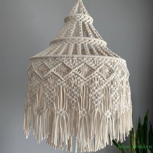 Pantalla de Lámpara Tejida a Mano 100% Algodón Estilo Bohemio, Transpirable, Simple, Multifuncional, Decoración del Hogar, Tela de Vietnam - Product Image 2