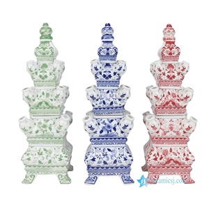 ¡Venta al por mayor! Pagoda de tulipiere de porcelana hermosa, para decoración del hogar, hotel, templo o centro de mesa de eventos, venta al por mayor de La RZSI69-A-B-C - Product Image 1