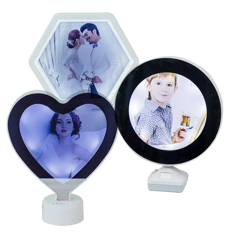 Home Decoration Wholesaler Led, Photo Frame Creative Magic Mirror Picture Photo Frame With Light/