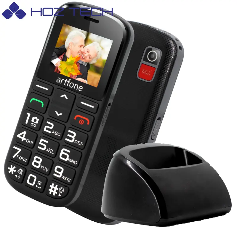 Factory in stock elderly mobile phone dual sim old man Artfone with charging cradle