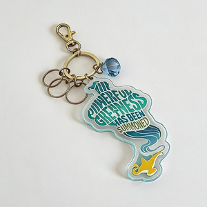 Manufacture Zinc Alloy Embossed Texture Letters Soft Enamel Shiny Gold Keychain Key <b>Rings</b> With Snap Hook - Product Image 4
