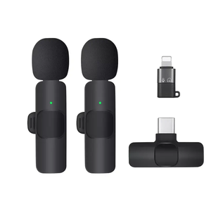 Micrófono de solapa inalámbrico K8 K9 Micrófono inalámbrico estilo cuello de podcasting profesional Adecuado para iPhone, teléfono Android - Product Image 1