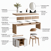 Table de toilette française en bois naturel avec miroir, coiffeuse personnalisée pour chambre à coucher, bureau de maquillage