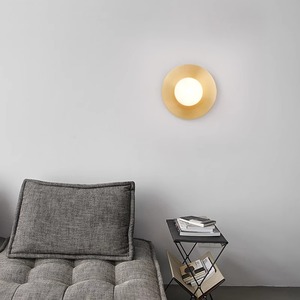 Lampe murale ronde à LED, abat-jour en verre couleur bronze, pour salon, chambre à coucher, design minimaliste - Product Image 2