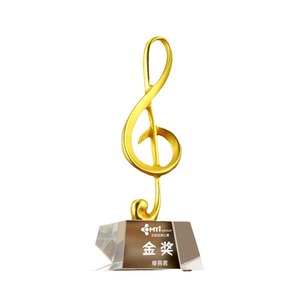 Crystal Music <b>Note</b> Trophy With Metal Design Engraved Award For Concert And Student Recognition 8 24cm 8 28cm - Product Image 5