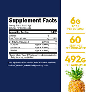 Poudre d'acides aminés à chaîne ramifiée de meilleure qualité Poudre BCAA Saveur d'ananas Améliore les performances physiques Conçu pour les adultes - Product Image 2