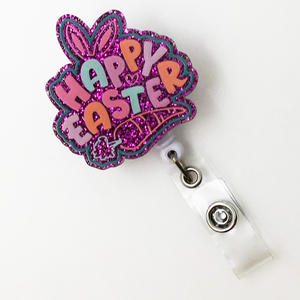 Забавный бейдж-роллер с пасхальным кроликом, милый акриловый бейдж-роллер с блестками в виде животного, медсестры или врача - Product Image 6
