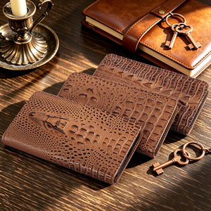 Funda Tipo Libro de Cuero Genuino de Lujo con Relieve, Magnética y Resistente a Impactos para Samsung <span class=keywords><strong>Galaxy</strong></span> S26 S25 <span class=keywords><strong>Ultra</strong></span> S24 S23 S22 <span class=keywords><strong>S21</strong></span> Plus - Product Image 1