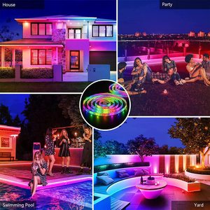 Bande <span class=keywords><strong>LED</strong></span> <span class=keywords><strong>solaire</strong></span> RGB étanche IP67 avec télécommande pour gestionnaires de propriétés et bricoleurs, idéale pour la décoration extérieure des aires de jeux et des patios - Product Image 5