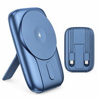 Batterie externe magnétique sans fil HYTO Mini 15W 5000mAh avec charge rapide 22.5W, câbles doubles intégrés, support pliable, chargeur portable