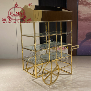 Carrito de dulces metálico dorado FUMAI FURNITURE con ruedas para eventos de boda, decoración de lujo - Product Image 4