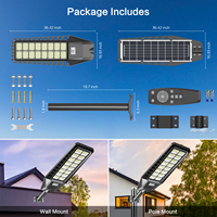 Lampadaire solaire LED intégré IP65 à 16 lentilles, qualité commerciale, pour parking, sécurité, batterie haute capacité 15000 mAh, lampe de route