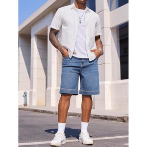 Pantalones Cortos de Mezclilla Holgados para Hombre FOXA, Estilo Cargo, Cintura Media, Corte Relajado, Estilo Urbano, Vintage, con Bolsillos, Transpirables, de Algodón - Product Image 4