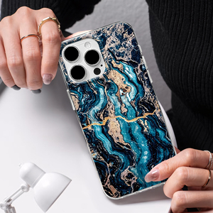 Custodia Trasparente in TPU con Motivo Marmo Blu Nero <span class=keywords><strong>Oro</strong></span> di Lusso, <span class=keywords><strong>Cover</strong></span> Antiurto con Arte Fluida Astratta per <span class=keywords><strong>iPhone</strong></span> 17 16 15 14 13 Pro Max - Product Image 5