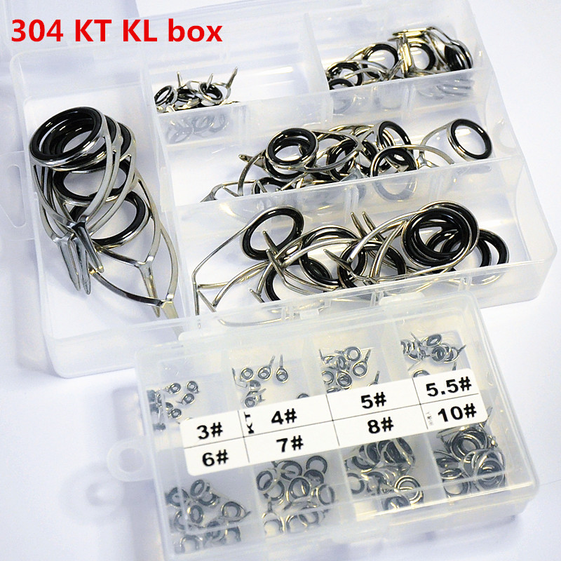 304 Stainless Steel KT <strong>Guide</strong> Eye Set Box for Fast Action Fishing Rod Construction for Lake Stream Saltwater Fishing