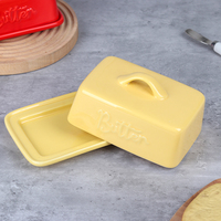 Beurrier en céramique multicolore avec couvercle, 6,9 pouces, couleurs assorties, porte-beurre en porcelaine, décoration de comptoir de cuisine style ferme