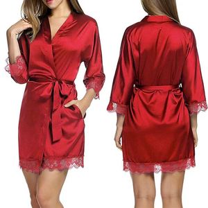Chemise de nuit sexy à lacets, peignoir grande taille pour femme, vente en gros, nuisette en soie glacée - Product Image 2