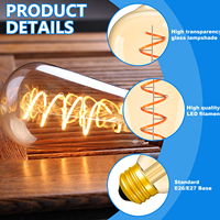 Edison St64 Ampoule à filament LED SMD à intensité variable E27 220V 4W 2200K Lampe vintage en verre ambré pour usage résidentiel