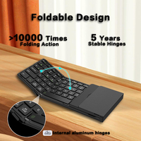 Keyboard Nirkabel Lipat JOMAA yang Dapat Diisi Ulang, Portabel untuk Perjalanan dan Kantor dengan Touchpad/Papan Numerik untuk PC/Laptop/Tablet