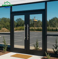 Porte battante en aluminium à double vitrage, isolante, coupe-vent et étanche, robuste, prix de gros usine, pour hall commercial