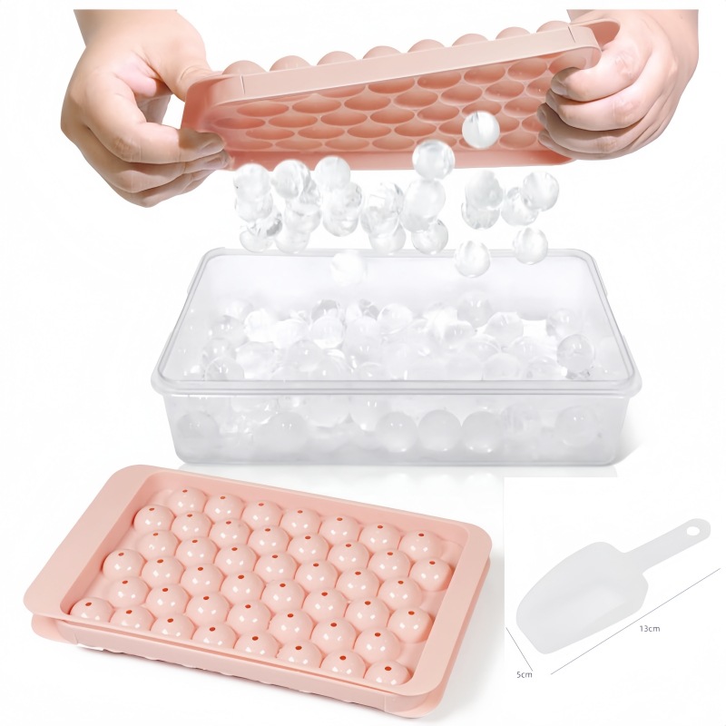 Pink*Large--2 pieces-ball ice tray + ice box + ice shovel