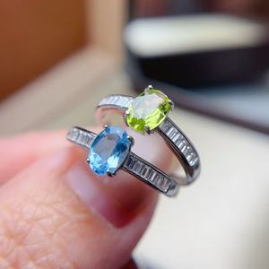 人気シルバー925サウジアラビア結婚式天然宝石女性結婚式カップルリングセット - Product Image 4