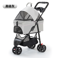 Poussette pour animaux de compagnie pliable, écologique, en carbone noir, confortable, 4 roues, maille respirante, pliage à deux mains, pour chats, utilisable toute l'année