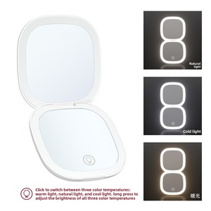 Portable LED makeup <b>mirror</b> with light, tri color USB charging model, portable folding handheld gift, double-sided <b>mirror</b> - Product Image 6
