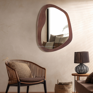 Mới lãng mạn phòng ngủ tường trang trí khung gỗ lượn sóng không thường xuyên nghệ thuật Gương trang trí nội thất nhà gương - Product Image 3