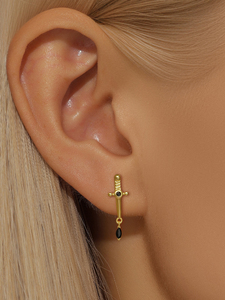 Aretes de Botón CANNER de Plata 925 con Baño de Oro de 18K y Circonita Verde para Uso Diario, Joyería de Lujo para Chicas - Product Image 6