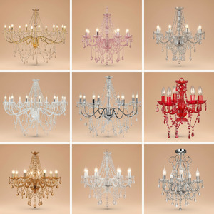 Lámpara de Techo Colgante de Lujo Candelabro de Cristal Acrílico Blanco y Dorado para Decoración de Bodas Luces Colgantes - Product Image 2