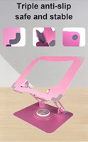 Support de tablette pour ordinateur portable en alliage d'aluminium réglable, support de bureau portable, base rotative à 360 degrés, support stable, utilisation à domicile/au bureau, usine