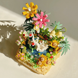 2024 New Cute STEM DIY Toy Flower Bouquet Basket Light Decor Music Box Plastic Birthday <b>Gift</b> Building Block <b>Set</b> for Kids <b>Girls</b> - Product Image 5