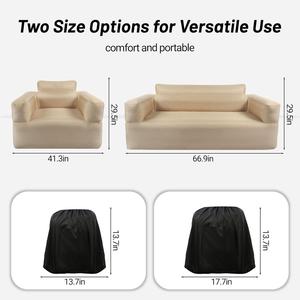 Canapé à double <span class=keywords><strong>air</strong></span> pliable robuste chaise longue de plage gonflable extérieure pour salon camping pique-niques avec housse en tissu - Product Image 2