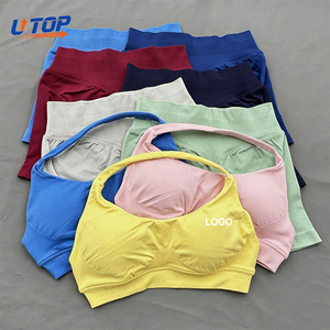Conjuntos Deportivos Personalizados al por Mayor, sin Costuras, para Fitness, Running, Entrenamiento, Color Sólido, Alta Elasticidad, Secado Rápido, Transpirables, Conjunto de Shorts de Yoga - Product Image 1